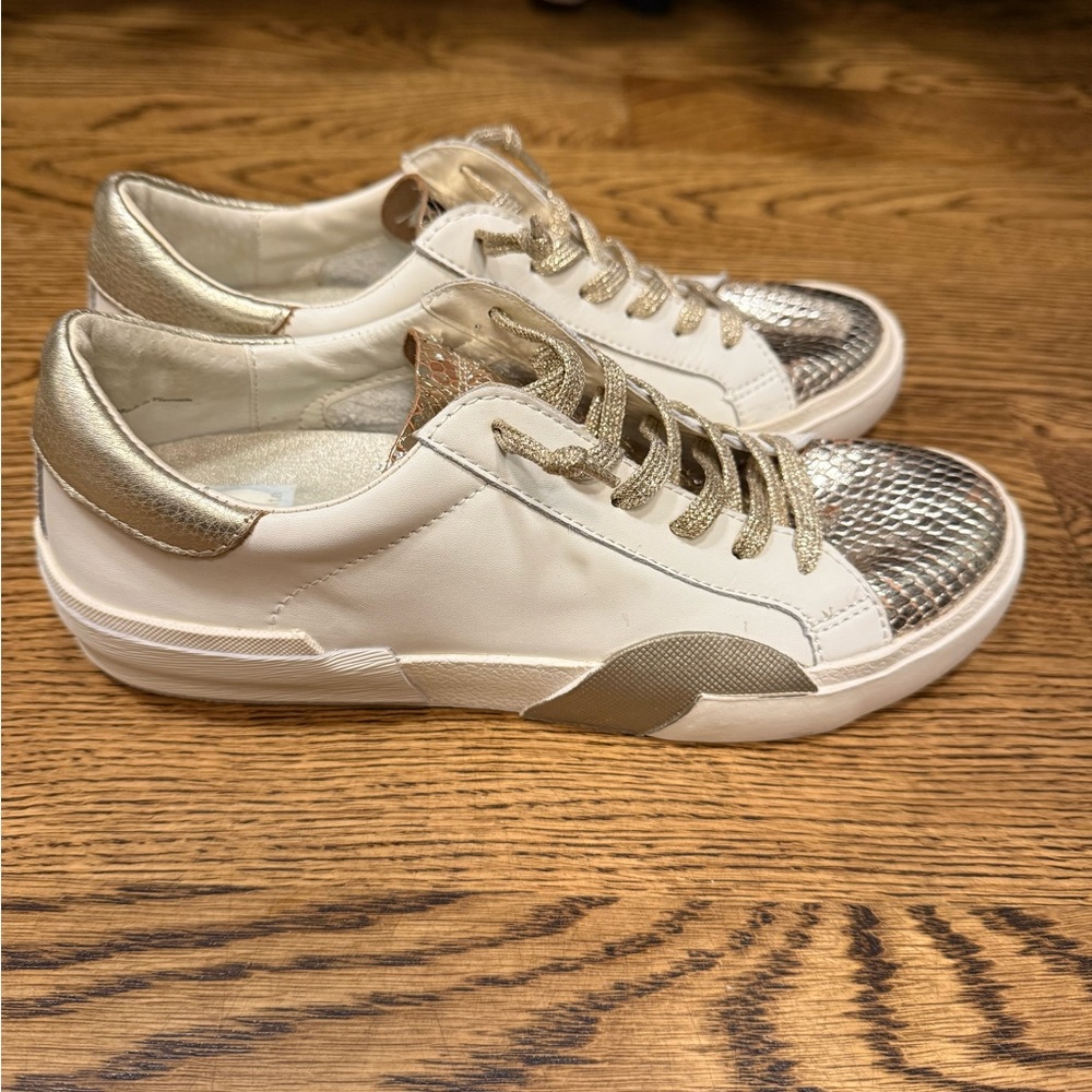 Dolce Vita White and Gold Sneakers